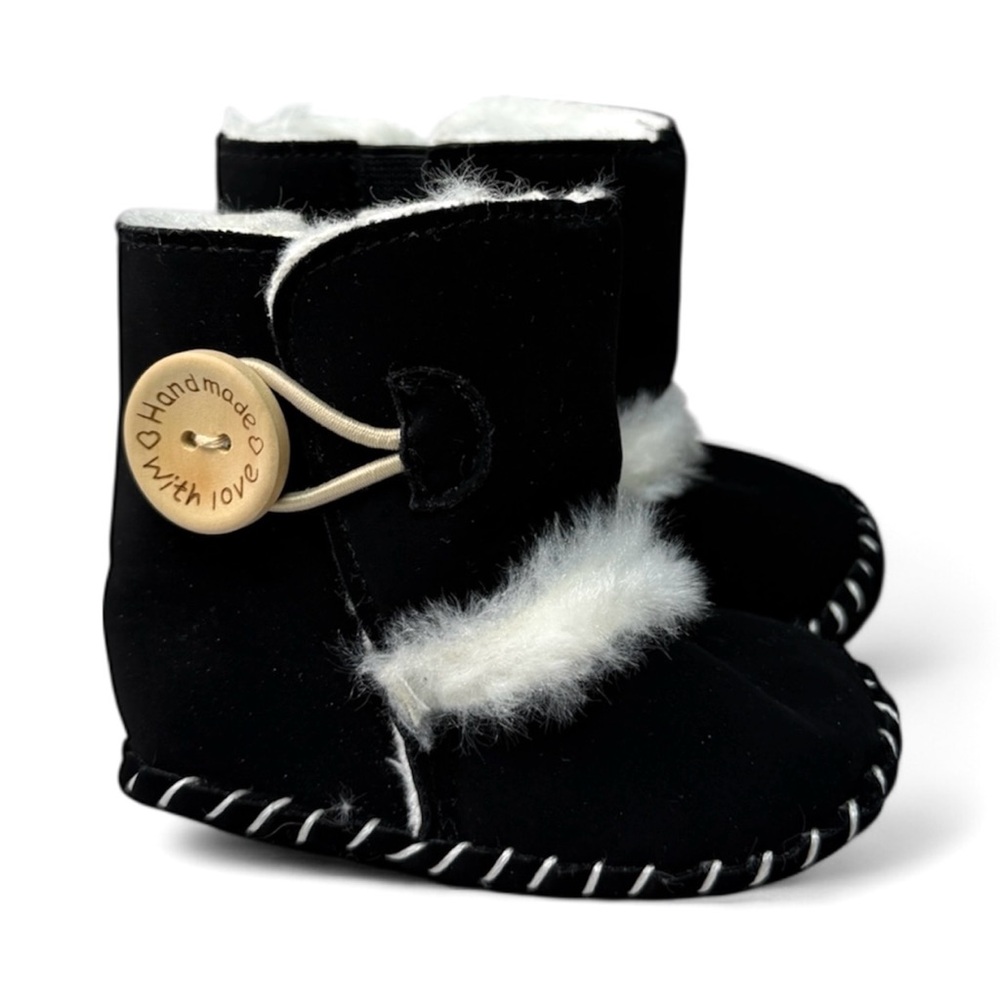 New Handmade Furry Booties for Boy Girl Black